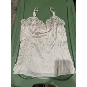 Vtg Wondermaid Non Cling Satin & Lace Camisole Women 34 Beige Nylon Union Label